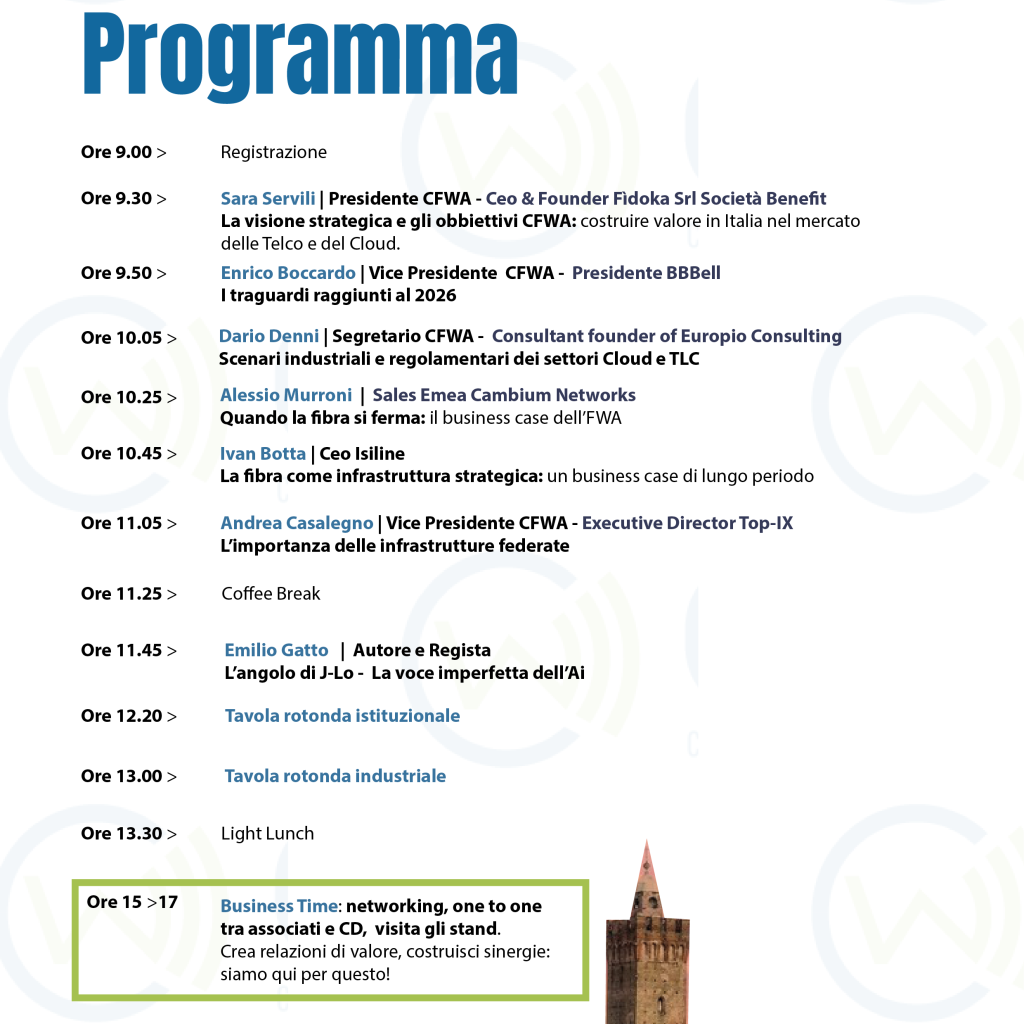 Programma Evento CFWA 2026
